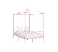 Vidaxl Cadre De Lit À Baldaquin Sans Matelas Rose Métal 120x200 Cm Rose