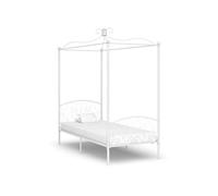 Cadre de Lit à Baldaquin Blanc Métal 120x200 cm Double Adulte Coffre vidaXL