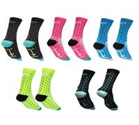 HemeraPhit Chaussettes de Compression Sportives pour Hommes et Femmes, 5 Paires de Chaussettes de Cyclisme, Football, Volley-Ball, Basket-Ball, Course à Pied, Multicolores, Réspirables, Taille M