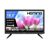 Heming Téléviseur Camping-Car 12V/24V/220V Smart TV Android 18,5" (47 cm) - TV Connectée WiFi Bluetooth, Écran Compact 19 Pouces pour Caravane, Fourgon, Camion, Cuisine - Garantie 2 Ans