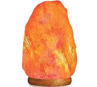 HemingWeigh - Lampe en sel de roche naturel de l'Himalaya avec socle en bois/câble d'alimentation/ampoule (2,72 à 3,17 kg)