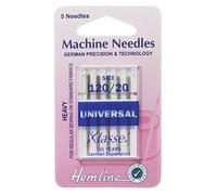 Hemline Aiguille Universelle pour Machine à Coudre - Lot de 20 (5 Broches) - Compatible avec la plupart des machines domestiques - Pour fibres naturelles et synthétiques tissées - Pointe Universelle
