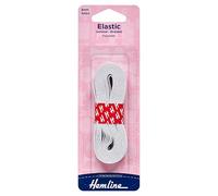 Hemline Tresse élastique plate Blanc 6 mm x 5 m G