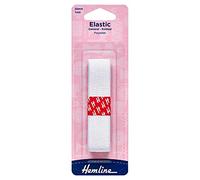 Hemline Élastique tricoté à Usage général - 20 mm x 1 m - Blanc - pour vêtements de Sport, survêtements et vêtements - Élastique en Polyester Doux et Extensible pour Une Utilisation Polyvalente et