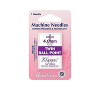 Hemline H111.40 Med Twin Ballpoint Machine Needle 80/12 (4mm) Decorative Sewing by Hemline