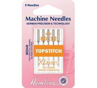 Hemline H118.80 | Med Top stitch Machine Needles | 5 x 80/12 Top/Sashiko/Blanket by Hemline