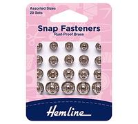 Hemline Boutons-pression à coudre H420.99 – nickel et laiton antirouille – Lot de 20, 6/7/9/11 mm