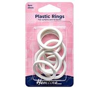 Hemline H471.25 Lot de 8 anneaux en plastique pour rideau Blanc 25 mm