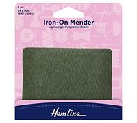 Hemline H691.k | Tissu de Réparation Thermocollant - Kaki, 24 x 9 cm | 1 pièce