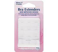 Hemline H771.50.W- Rallonges pour bretelle de soutien-gorge Blanc, 4 rangs et 3 crochets, 75 mm