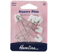 Hemline – Épingles de couches de bébé – Blanc – 5,5 cm – Set de 6
