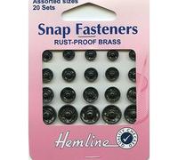 Hemline Hemline Haberdashery Lot de 20 boutons-pression Noir Tailles assorties