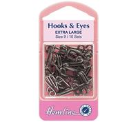 Hemline Hooks and Eyes - Black, Extra Large Size 9, 10 sets by Hemline