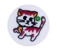Hemline Lot de 5 boutons ronds blancs avec image de chat de dessin animé Blanc/multicolore