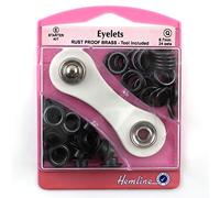 Hemline Noir Oeillet Kit de démarrage de rondelles en métal outil Étui de rangement mm toutes les tailles, noir, 8.7mm (24 sets)