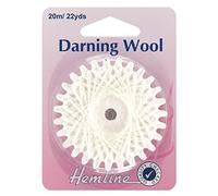 Hemline Pelote de laine à repriser 20 m - Blanc - Fil durable pour réparation de chaussettes et pulls - Travail à l'aiguille et entretien des vêtements 30% laine naturelle, 70% polyester acrylique