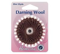 Hemline Pelote de laine à repriser - 20 m - Marron - Durable - Pour réparation de chaussettes et pulls - Travail à l'aiguille et entretien des vêtements - 30% laine naturelle - 70% polyester