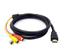 Hemlosk Câble RCA vers HDMI 1,5 m, Adaptateur HDMI Audio Vidéo 1080P, Convertisseur vers RCA Unidirectionnel avec Connecteurs Plaqués Or, pour TV, Projecteur, Lecteur Multimédia