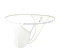 HEMNACU G-String String pour homme Confortable et élastique Culotte T-Back Bikini Sous-vêtements Low Rise Élastique Respirant Maille G-String Jockstrap Maillot de Bain Slip, blanc, XXL