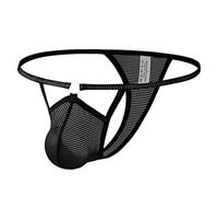 HEMNACU G-String String pour homme Confortable et élastique Culotte T-Back Bikini Sous-vêtements Low Rise Élastique Respirant Maille G-String Jockstrap Maillot de Bain Slip, Noir , XL