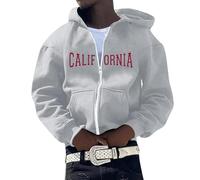 HEMNACU Sweat à capuche pour homme pour un usage quotidien, coupe confortable, ample fermeture éclair avant, manteau polyvalent pour toutes les saisons, gris clair, XXL