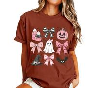 HEMNACU T-shirt de l'Université d'Halloweentown pour femme avec citrouille d'automne amusant et décontracté, orange, XXL