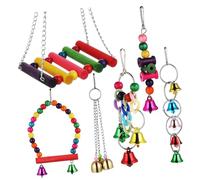Hemobllo 1 Ensemble Set de Jouets pour Oiseaux avec Balancelle et Carillon Accessoires pour Cages à Perroquets et Perruches Installation Facile et Interactive et Décoratif et Durable