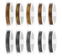 Hemobllo 10 Bobines de Fil Métallique Souple en Acier pour Création de Bijoux 5 Tailles 045Mm à 1Mm Fil Flexible et Résistant pour Perles et Loisirs Créatifs pour Fabrication Bijoux DIY