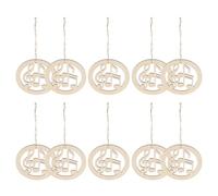 Hemobllo 10 Découpes de Notes de Musique en Bois Naturel 10 CM 2 M de Corde en Jute - Ornements Vierges Rustiques pour Décoration DIY Scrapbooking et Loisirs Créatifs sur Thème Musical