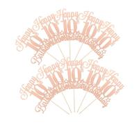 Hemobllo 10 Pièces Cake Topper Anniversaire Ans Paillettes Dorées Décoration Gâteau Fête Rose