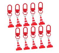 Hemobllo 10 pièces Lot de Porte-clés Résine Cône de Signalisation Rouge Pendentif Suspendu Décoratif pour Clés Sacs et Fêtes Accessoire Original