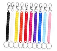 Hemobllo 10 Pièces Lot de Porte Clés Spirale Rétractables avec Anneau Métallique et Cordon Extensible Multifonction pour Clés Badges et Portables Accessoire Pratique