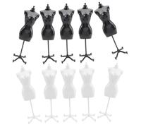 Hemobllo 10 pièces Présentoir Mini Mannequin pour Vêtements de Poupée Plastique Support Noir et Blanc pour Exposition sans Plis des Robes et Tenues de Poupée