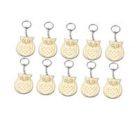 Hemobllo 10 pièces Set de Porte Clés Bois Animaux Cartoon DIY Pendentif Décoratif pour Garçon Fille Petit Format Motif Hibou