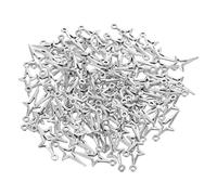 Hemobllo 100 Breloques Étoiles Creuses à Quatre Branches Miniatures Pendentifs pour Fabrication de Bijoux Charms Légers en Métal Argenté pour Colliers Bracelets et Boucles D’Oreilles
