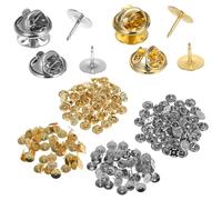 Hemobllo 100 paires Lot Broches Métal Fermoirs à Verrouillage Robustes Dos Épingle de Rechange pour Bijoux et Artisanat et Sécurisé Usage Polyvalent