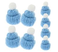 Hemobllo 10PCS Knitted Small Christmas Hat Santa Claus Christmas Handmade Hats Headdress Party Favors DIY Accessories (Dark Blue)