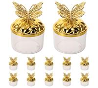 Hemobllo 12 Boîtes à Dragées de Mariage en Plastique Or, Design Européen Élégant Papillon Rond, Présentation Claire et Double Fonction Contenant pour Desserts, pour Événements