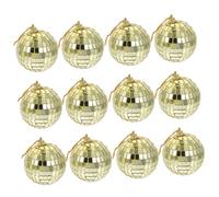 Hemobllo 12 Boules Disco Miroir en Verre Doré 6 CM à Suspendre Décorations Boule pour Sapin de Noël Pendantes pour Fêtes et Séances Photo