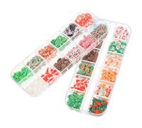 Hemobllo 12 Compartiments Décorations D’Ongles de Style Noël 2 Boîtes de 12 Pièces en Pâte Polymère Ornement Manucure Hiver Accessoires Nail Art pour Femmes Solide et Facile à