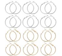 Hemobllo 12 Paires Boucles Oreilles Cercles Large Ouvertes Accessoires Bijoux Alliage Résistants pour Création DIY Grandes Boucles Fines pour Femmes Fêtes Mariages et Usage Quotidien
