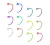 Hemobllo 12 Pièces Bijoux de Piercing au Nez, Piercings de Nez en Résine Plastique, Design Simple en C, Effet Nacré, Coffret Présent, pour Danses et Décorations de Spectacle
