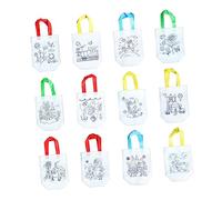 Hemobllo 12 pièces de Courses Pliable Non Tissé avec Motifs Imprimés pour Coloriage DIY à Main Portable Peinture et Rangement Garçon Fille Cadeau Anniversaire et Usage Quotidien