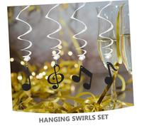 Hemobllo 12 pièces Décorations Suspendues Spirales Notes Musique pour Fêtes Ornements PVC Noir Suspensions Tourbillonnantes pour Anniversaire et Événements Musicaux