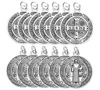 Hemobllo 12 pièces Lot de Pendentifs Alliage Breloques Chrétiennes Saint Benoît Italiennes Ornements Décoratifs pour Colliers et Porte Clés Styles Aléatoires
