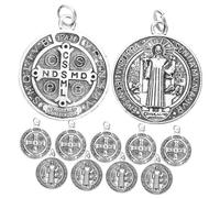 Hemobllo 12 pièces Médaillons Saint Benoît Métal Vintage pour Fabrication de Bijoux Breloques Religieuses Légères et Durables pour Bracelets Colliers et Porte-clés Styles Aléatoires