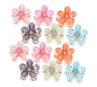 Hemobllo 12 Pièces Mini Pinces à Cheveux Métal Fleur avec Accessoires Décoratifs Colorés pour Femmes et Filles Pinces Griffe Solides pour Cheveux Épais et Fins Style Élégant et Compact