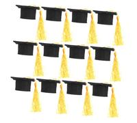 Hemobllo 12pièces Mini Chapeaux De Graduation Décorations pour Bouteilles De Vin Ornements De Bouquet avec Frange Accessoires Créatifs pour Fête De Diplôme Et Événements Spéciaux
