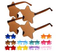 Hemobllo 14 pièces Lunettes de Soleil Étoile sans Monture Lot de Couleurs Transparentes pour et Accessoires Photo Lunettes Fantaisie pour Enterrement de Vie de Jeune Fille