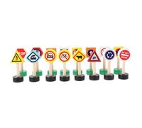 Hemobllo 16 pièces Jeu Éducatif Panneaux Signalisation Bois Mini pour Éveil Garçon Fille Préscolaire Apprentissage Sécurité Rôle Coopération